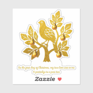Sticker Partridge Dans Un Arbre À Ours Noël Festif Doré