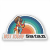 Sticker Pas aujourd'hui Satan Retro (Devant)