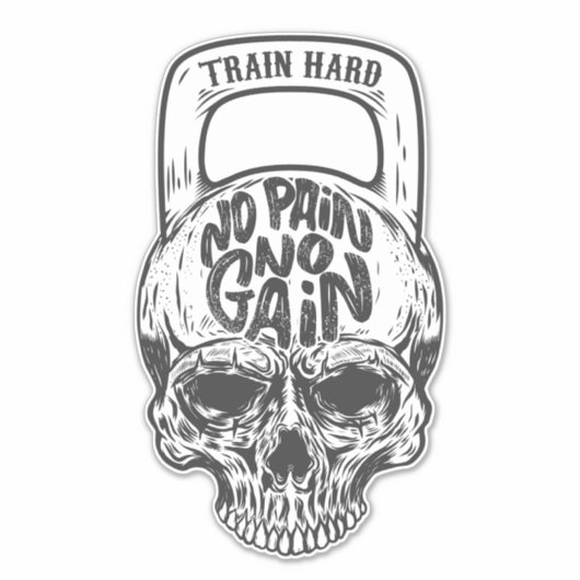 Sticker Pas de douleur pas de gain crâne (Devant)