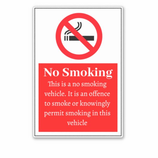 Sticker Pas De Fumage Dans Le Véhicule (Devant)