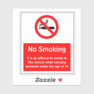 Sticker Pas De Fumage Dans Un Véhicule De Moins De 16 Ans