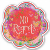 Sticker Pas de Regrets amusant Rouge Floral Inspirivity In (Devant)