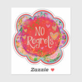 Sticker Pas de Regrets amusant Rouge Floral Inspirivity In (Feuille)