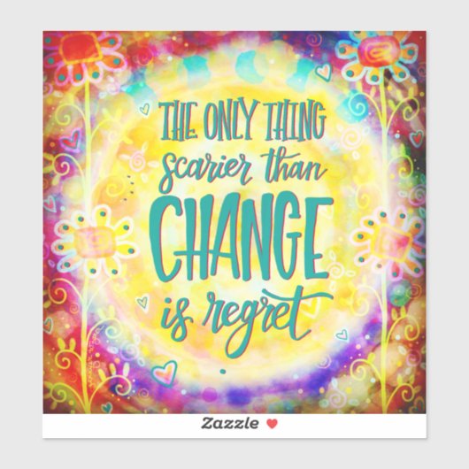 Sticker Pas De Regrets Fleurs Florales Boho (Feuille)