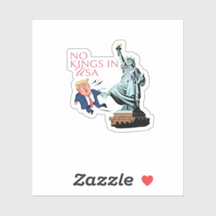 Sticker Pas de rois aux USA Statue donnant un coup de pied