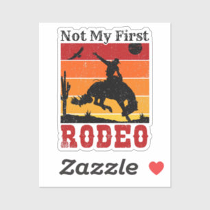 Sticker Pas mon premier Rodéo Cowboy Cowgirl Coucher du so