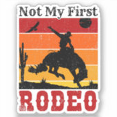 Sticker Pas mon premier Rodéo Cowboy Cowgirl Coucher du so (Recto)