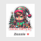 Sticker Pas très joyeux elf de Noël (Feuille)