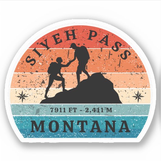 Sticker passe de siyeh sentiers montana randonnées (Devant)