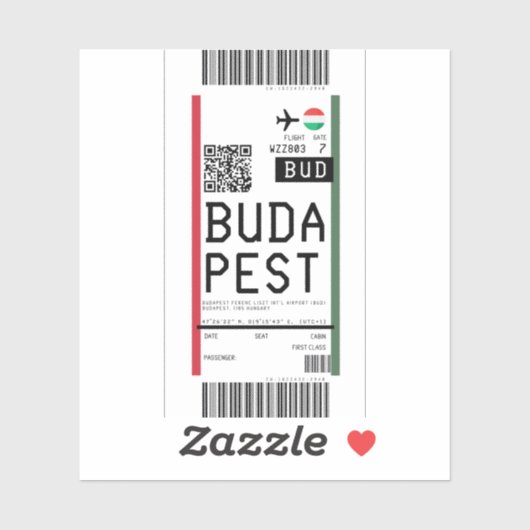 Sticker Passe d'embarquement à Budapest (BUD) (Feuille)