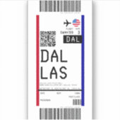 Sticker Passe d'embarquement à Dallas (DAL) (Devant)