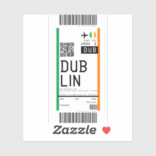 Sticker Passe d'embarquement à Dublin (DUB) (Feuille)