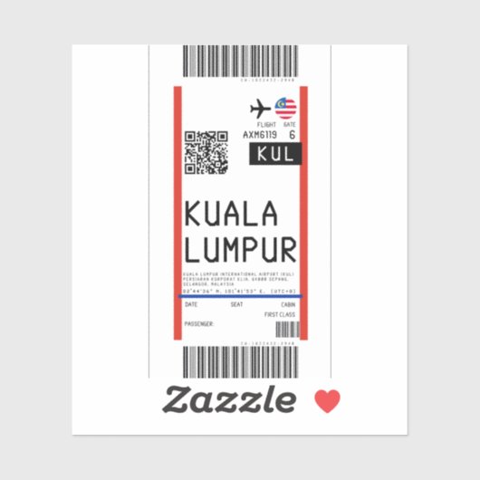 Sticker Passe d'embarquement à Kuala Lumpur (KUL) (Feuille)