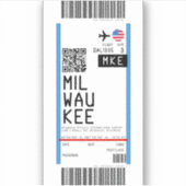 Sticker Passe d'embarquement à Milwaukee (MKE) (Devant)
