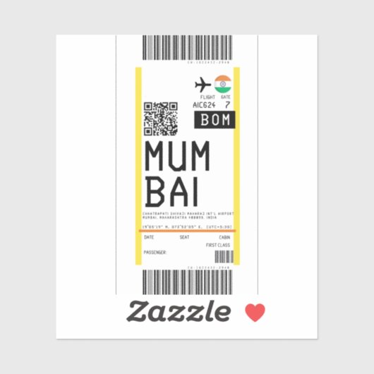 Sticker Passe d'embarquement à Mumbai (BOM) (Feuille)