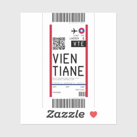 Sticker Passe d'embarquement à Vientiane (VTE) (Feuille)