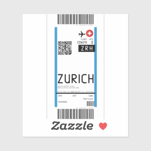 Sticker Passe d'embarquement à Zurich (ZRH) (Feuille)