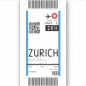 Sticker Passe d'embarquement à Zurich (ZRH) (Devant)