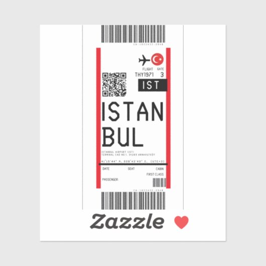 Sticker Passe d'embarquement pour Istanbul (IST) (Feuille)