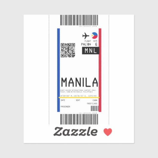 Sticker Passe d'embarquement pour Manille (MNL) (Feuille)