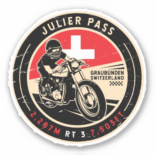 Sticker Passe Julier | Suisse | Motorcycle (Devant)