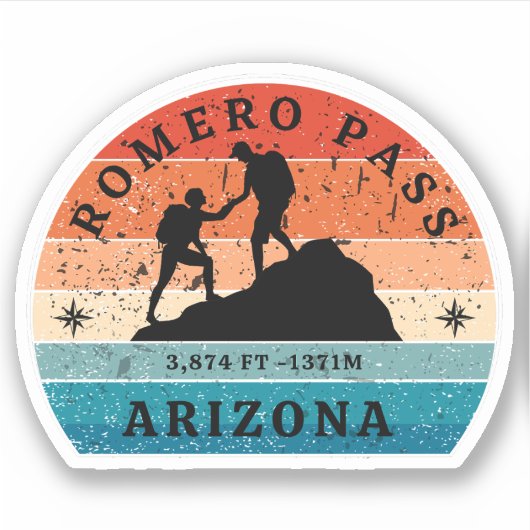 Sticker Passe Romero, Arizona randonnée alpine pass (Devant)