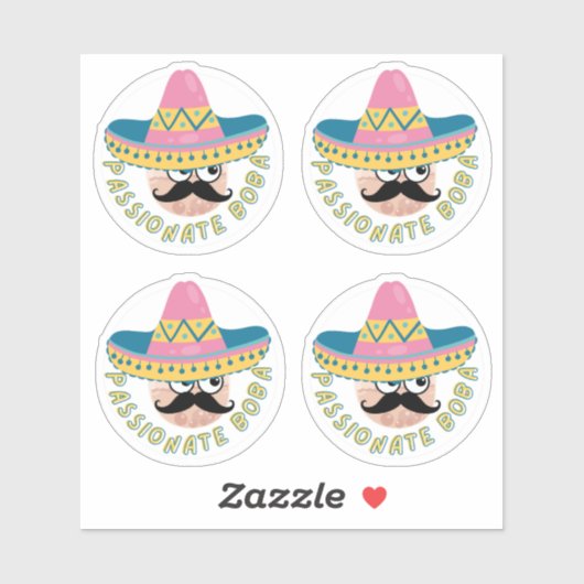 Sticker Passionate Boba- Pack de 4 (Feuille)
