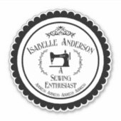 Sticker Passionnée de couture Noir Blanc (Devant)