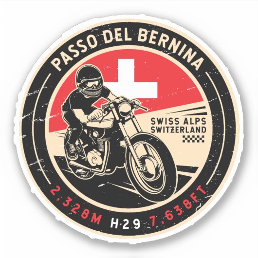 Sticker Passo del Bernina | Suisse | Motorcycle (Devant)