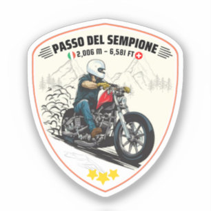 Sticker Passo del Sempione Italie Suisse Montagnes moto