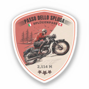 Sticker Passo dello Spluga Italien Suisse Montagnes moto