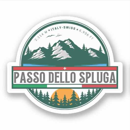 Sticker Passo dello Spluga Italien Suisse Montagnes moto (Devant)