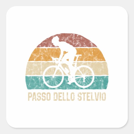 Sticker Passo Dello Stelvio à vélo Grimpe Retro (Devant)