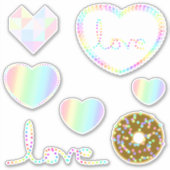 Sticker Pastel Arc-en-ciel esthétique Amour Coeur Designs (Devant)