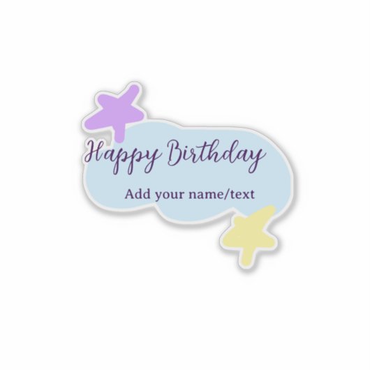 Sticker Pastel blue clouds stars purple happy birthday nam (Devant)