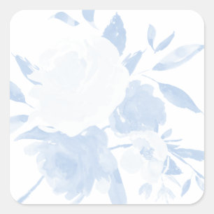 Sticker Pastel Blue Floral Aquarelle