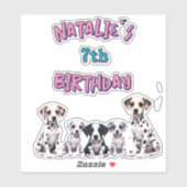 Sticker Pastel Dalmatian Dogs Birthday Party (Feuille)