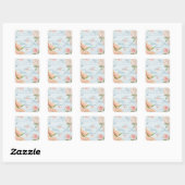sticker pastel floral en bleu & rose avec fleurs (Feuille)
