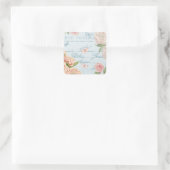 sticker pastel floral en bleu & rose avec fleurs (Sac)