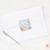 sticker pastel floral en bleu & rose avec fleurs (Enveloppe)