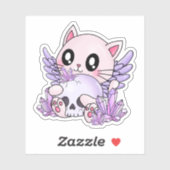 Sticker Pastel Goth Chat & Crâne (Feuille)