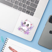 Sticker Pastel Goth Chat & Crâne (Ordinateur portable avec iPhone)