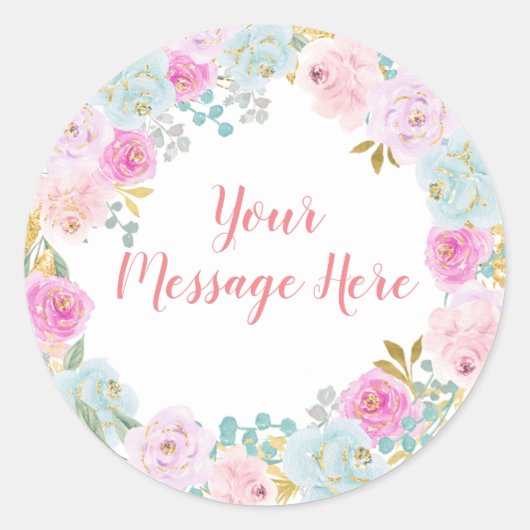 Sticker Pastel Ice Cream Floral Aquarelle Message (Devant)