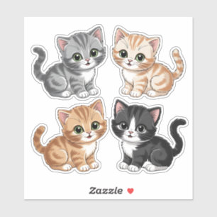 Sticker Pastel Kittens & Coeur Temps de jeu