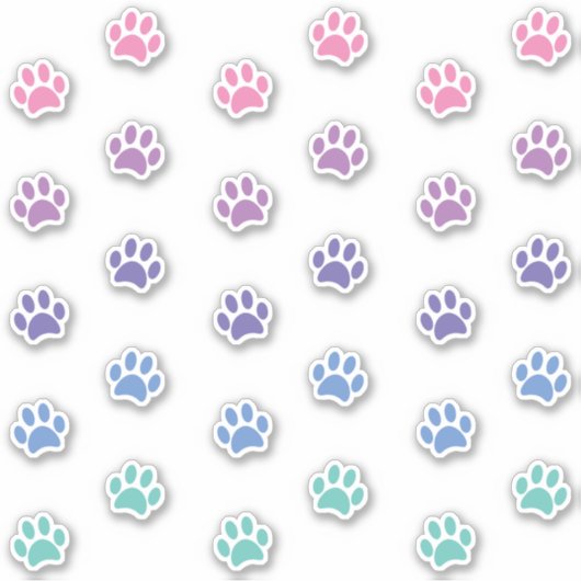 Sticker Pastel Pink Purple Blue Turquoise Empreinte de pat (Devant)