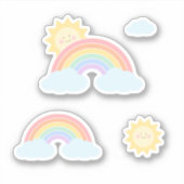 Sticker Pastel Rainbow Sunshine Custom-Cut Vinyl (Devant)
