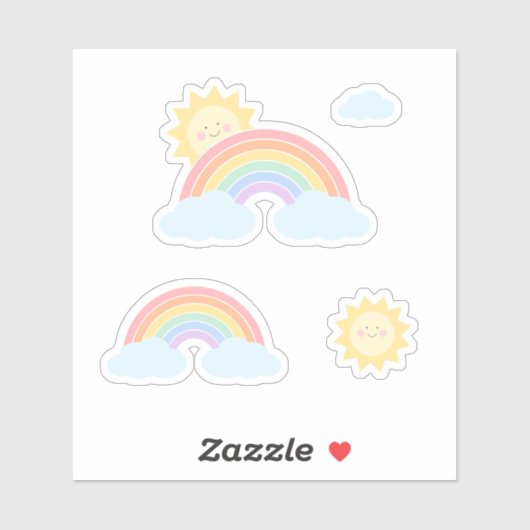 Sticker Pastel Rainbow Sunshine Custom-Cut Vinyl (Feuille)