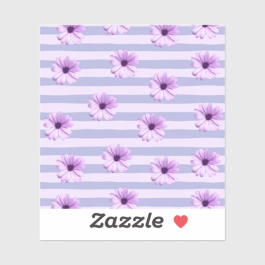 Sticker Pastel rayures motif avec marguerites (Feuille)