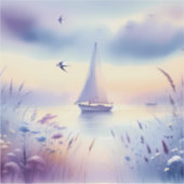 Sticker Pastel Sailboat Coastal Dreamscape (Devant)