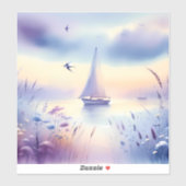 Sticker Pastel Sailboat Coastal Dreamscape (Feuille)